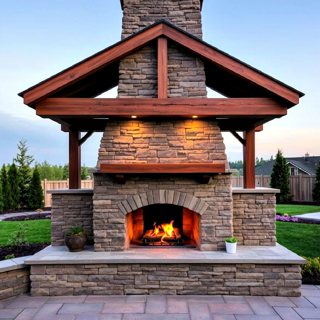 outdoor stacked stone fireplace ideas - 25 Stacked Stone Fireplace Ideas