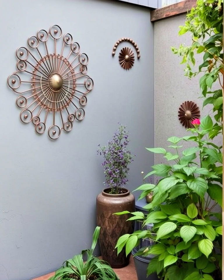 outdoor wall art for narrow garden - 20 Narrow Garden Ideas