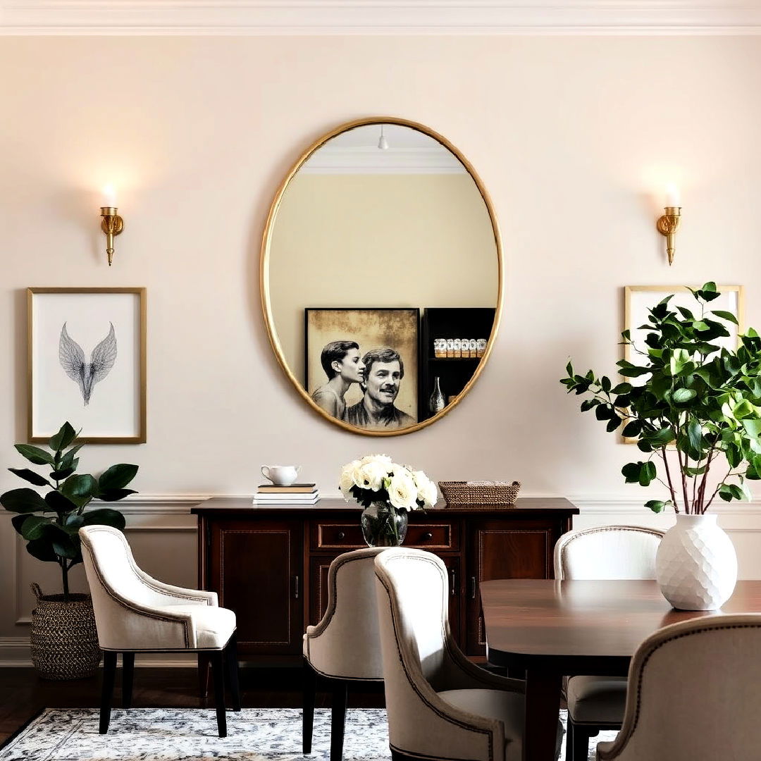 oval mirror for dining room - 25 Dining Room Mirror Ideas