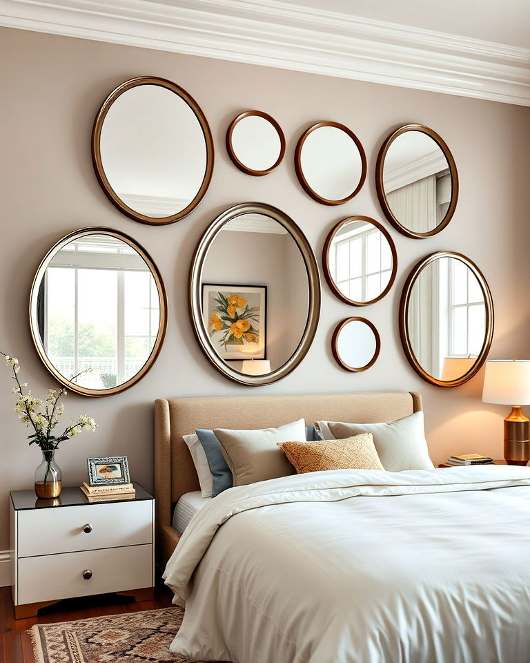 oval mirror set gallery wall - 30 Mirror Gallery Wall Ideas