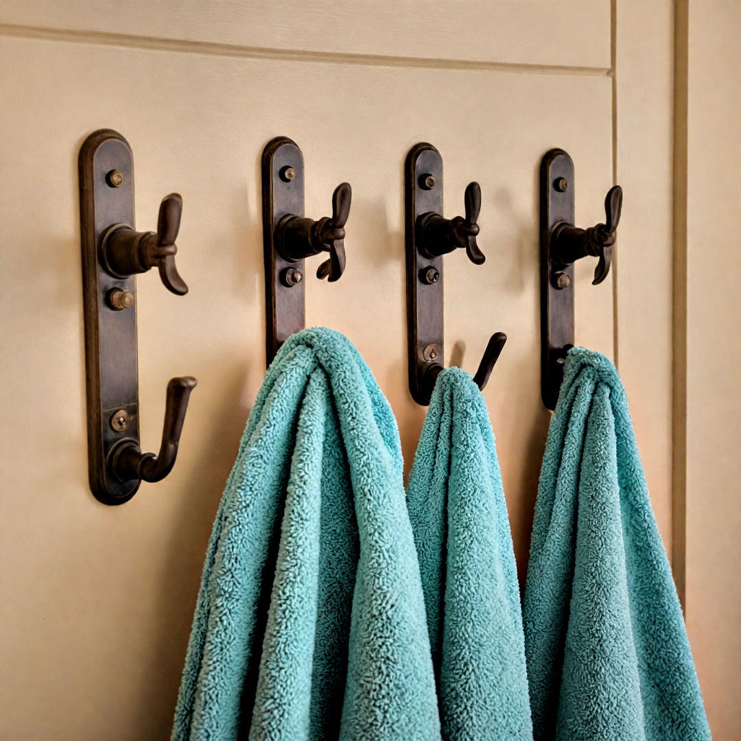 over the door hooks for organized bathroom - 40 Bathroom Organization Ideas