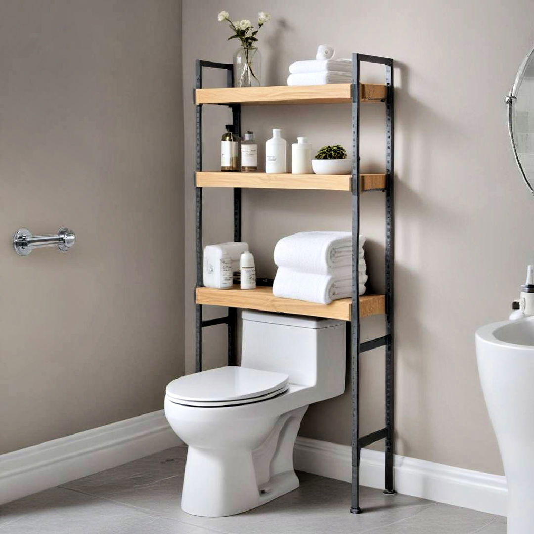 over the toilet adjustable shelf unit - 25 Over Toilet Storage Ideas