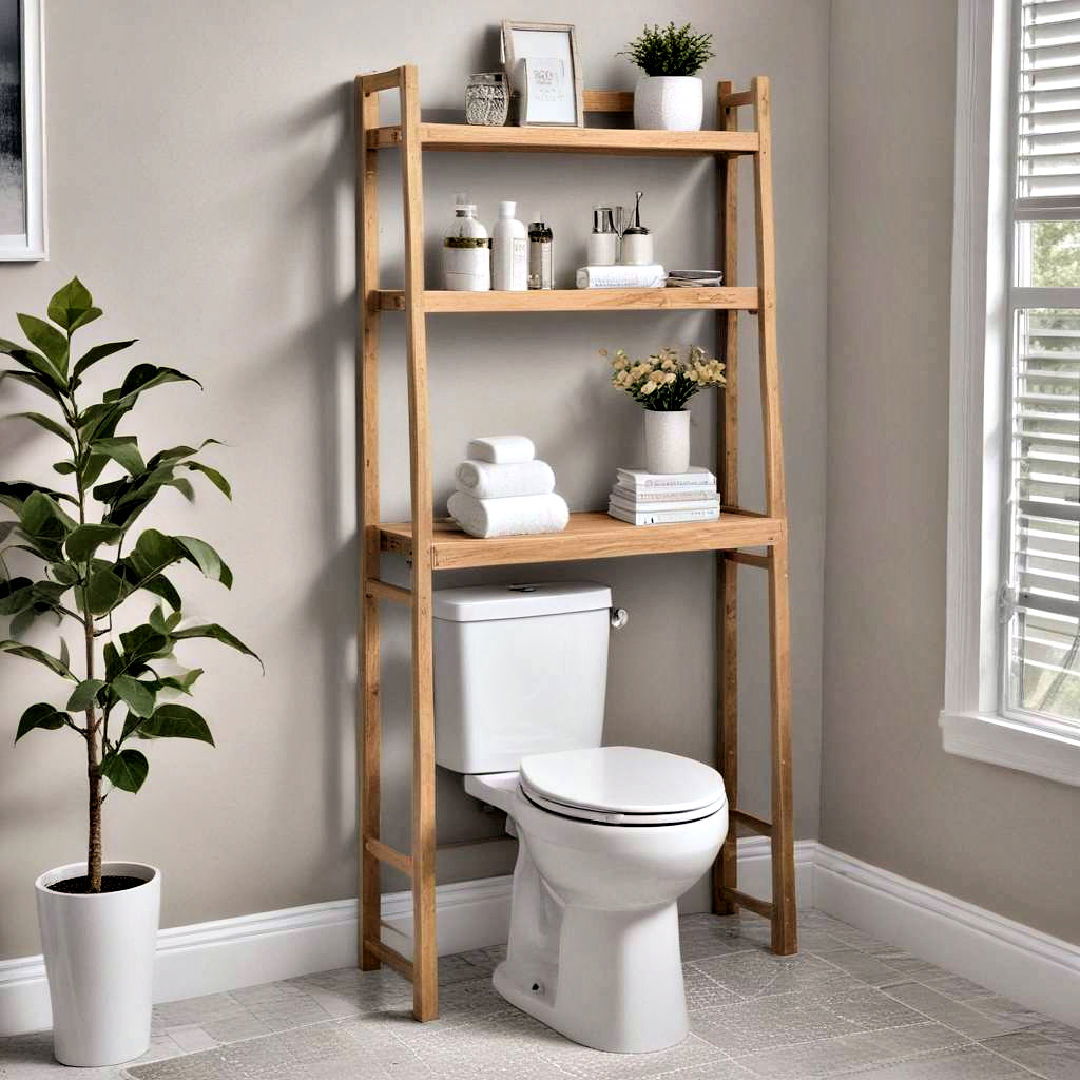 over the toilet ladder shelf design - 25 Over Toilet Storage Ideas