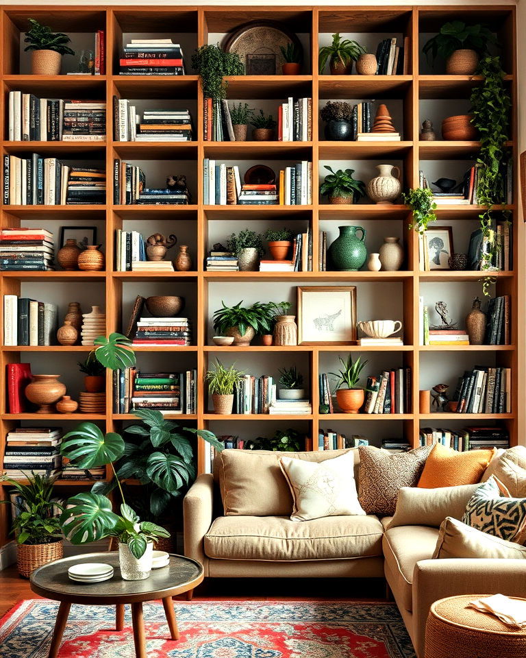 overloaded shelving display for bohemian maximalism - 30 Bohemian Maximalist Decor Ideas