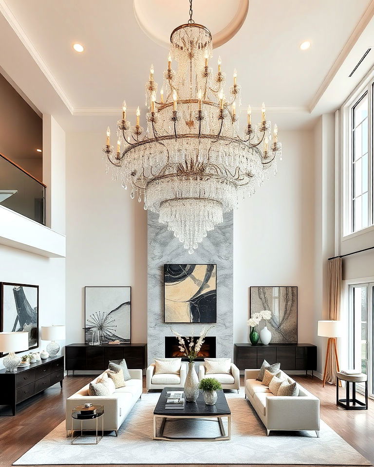 oversized chandelier for living room - 30 Living Room Chandelier Ideas
