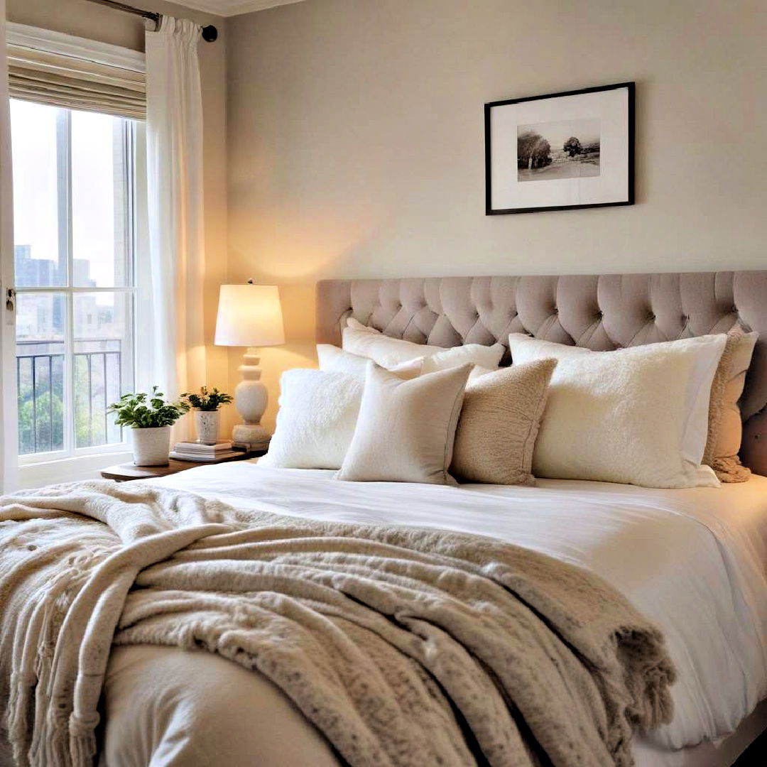 overstuffed pillows to increase comfort level - 40 Cozy Bedroom Ideas