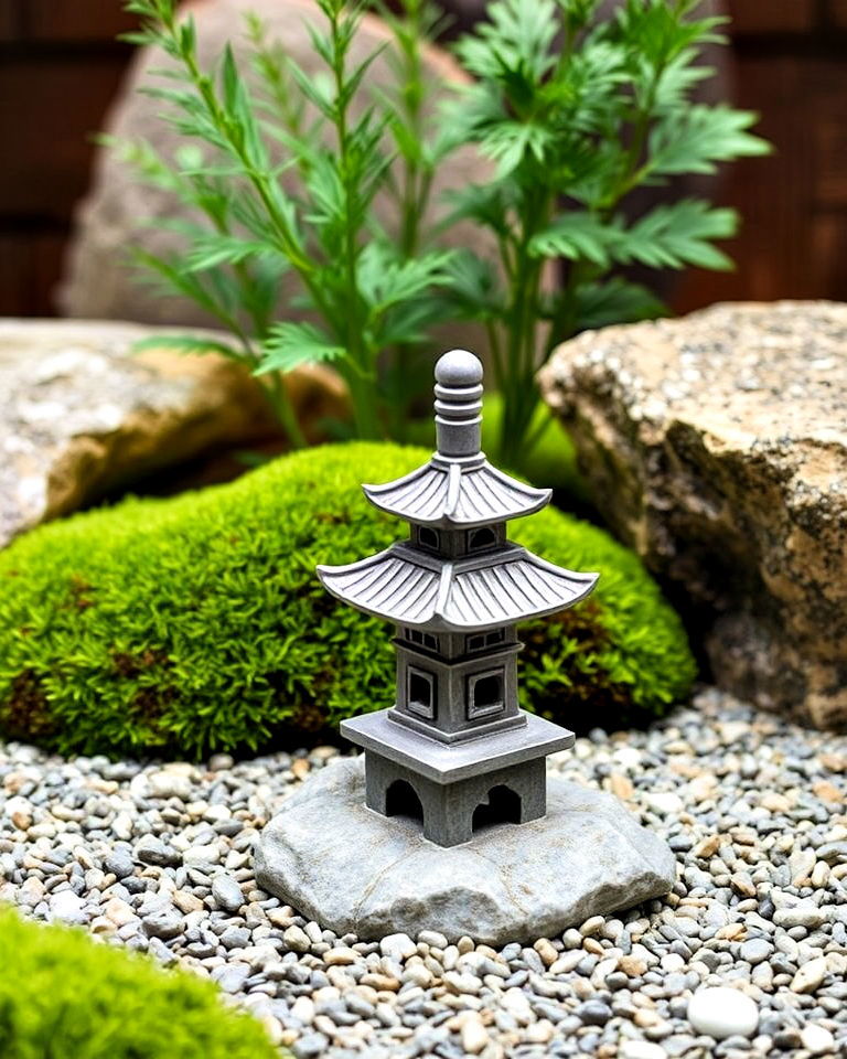 pagoda ornament for small zen garden - 20 Small Zen Garden Ideas