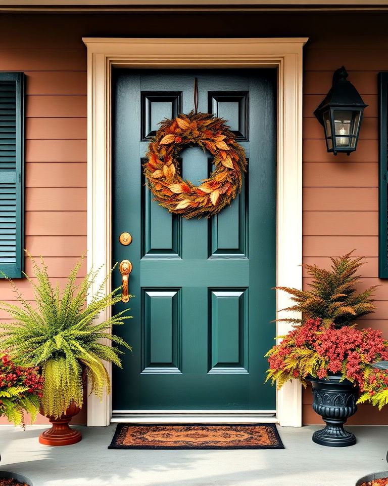 painted colonial door with wreath decoration - 20 Colonial Front Door Ideas
