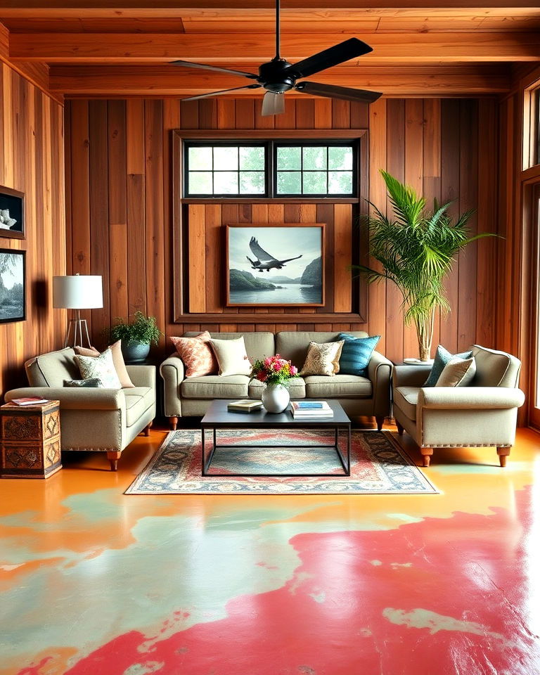 painted concrete floor for living room - 20 Concrete Floor Living Room Ideas