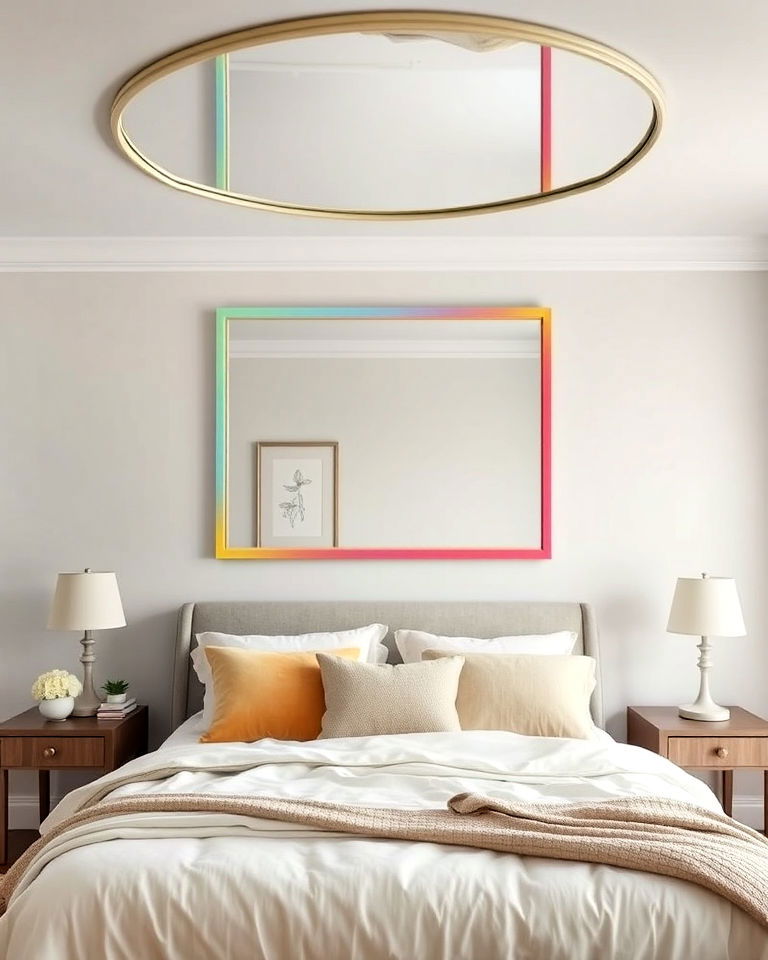 painted edges ceiling mirror above the bed - 20 Mirror on Ceiling Above Bed Ideas