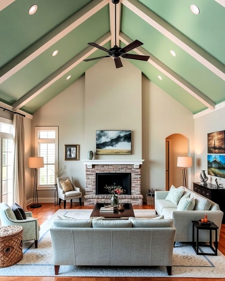 painted vaulted ceiling for cohesive look - 40 Vaulted Ceiling Ideas