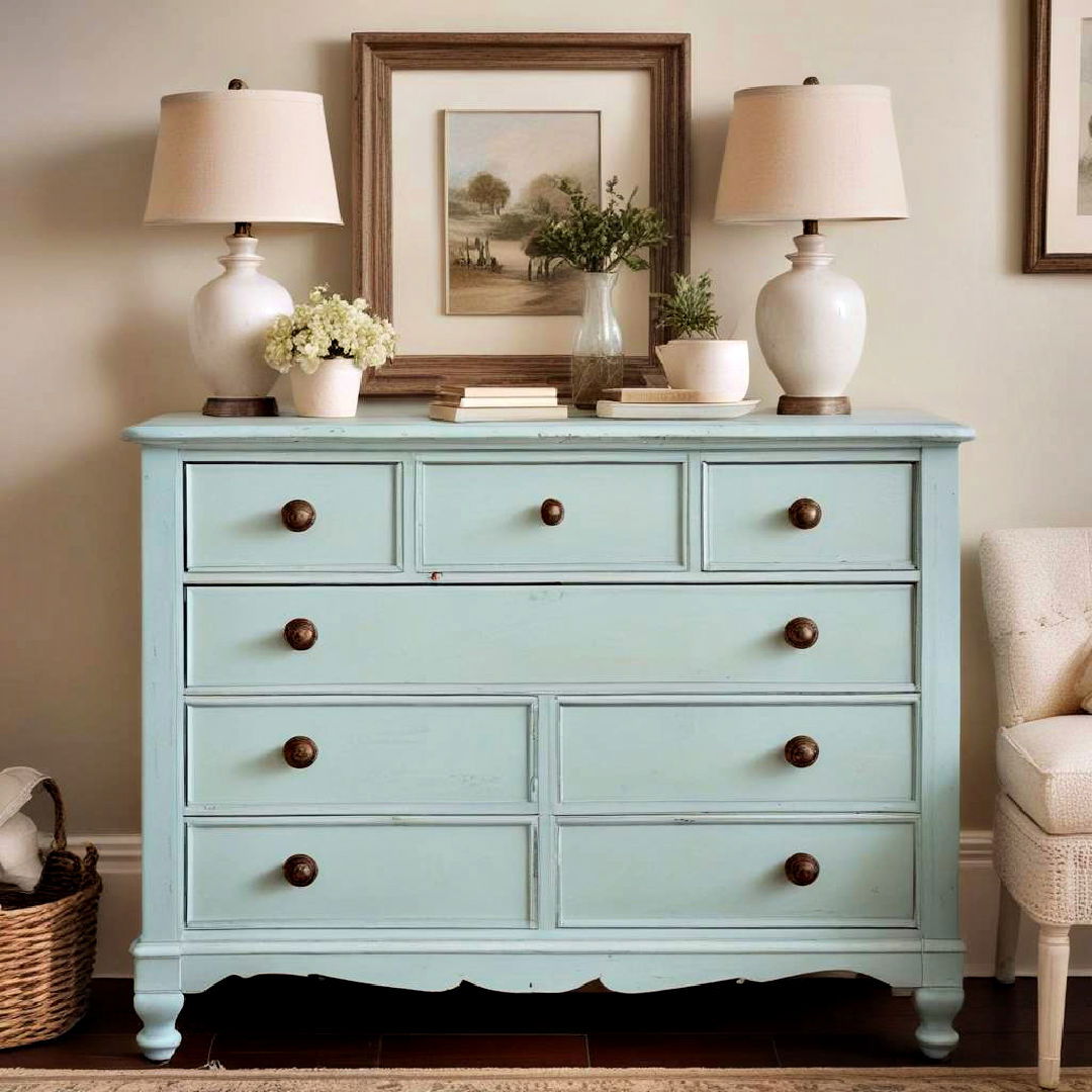 painted vintage dresser - 30 Cottage Decorating Ideas