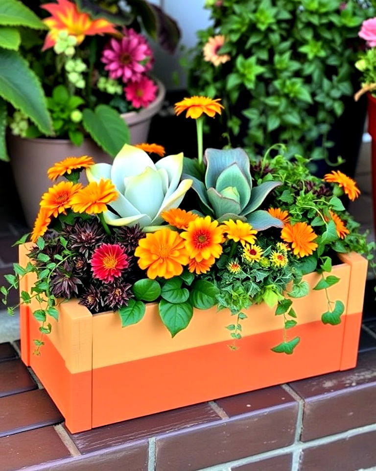 painted wooden box for fall planter - 40 Fall Planter Ideas