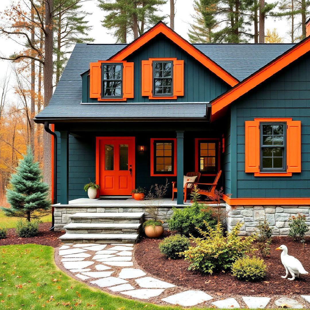 pair dark green and burnt orange - 40 Dark Green Exterior Paint Color Schemes