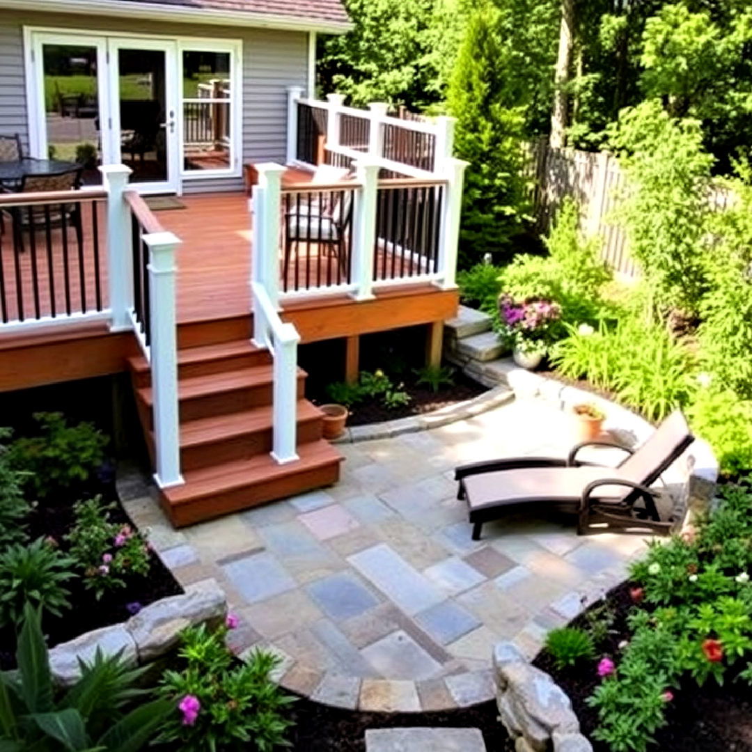 pair deck with garden patio - 30 Deck and Patio Combination Ideas