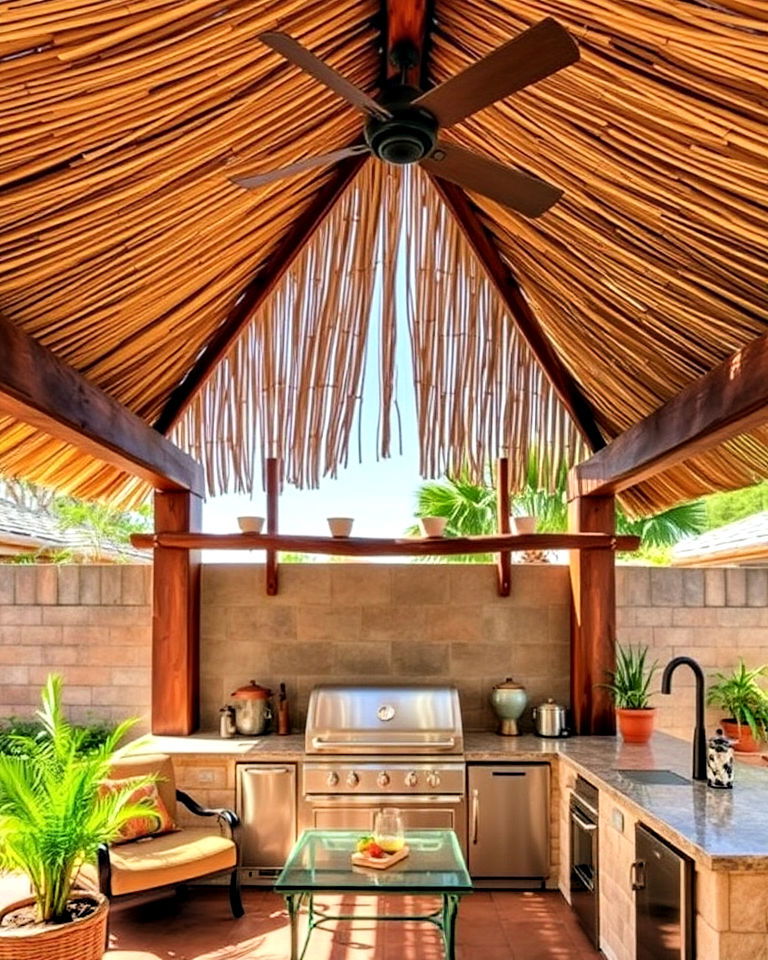 palapa style roof for mexican outdoor kitchen - 20 Mexican Outdoor Kitchen Ideas