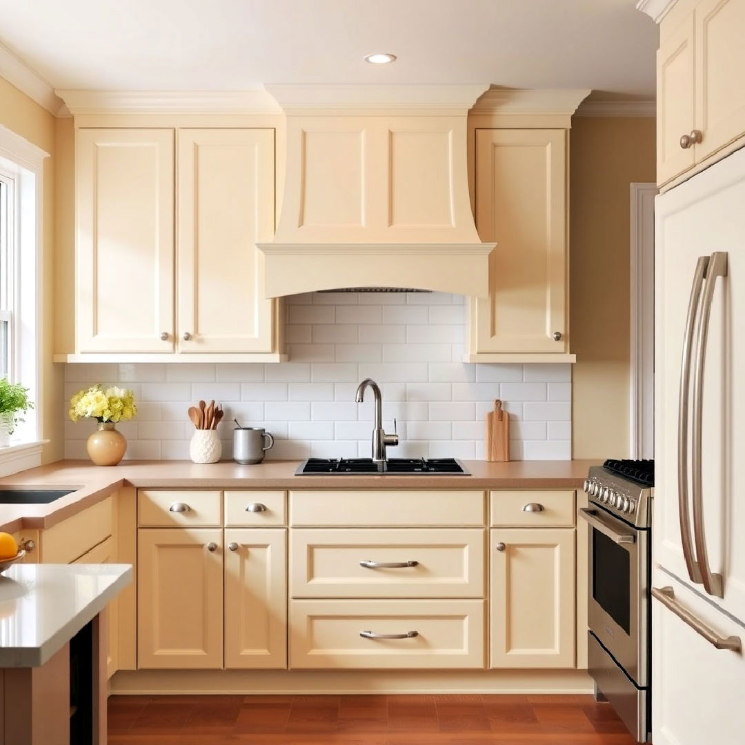 pale yellow cabinets with white trim - 15 Pale Yellow Kitchen Ideas