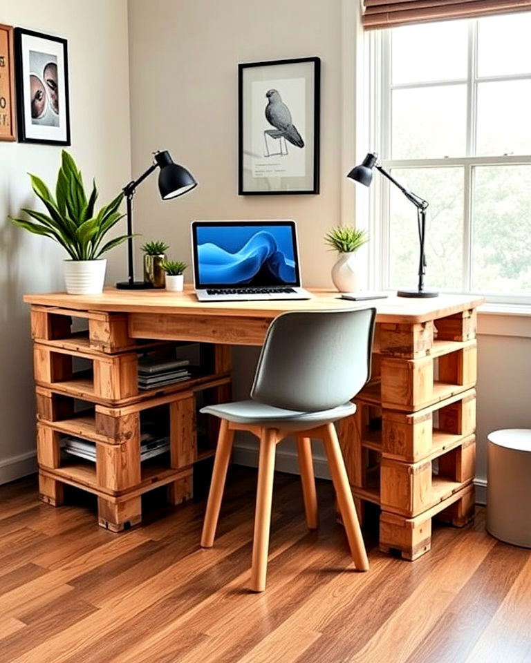 pallet desk with built in storage - 40 Pallet Furniture Ideas