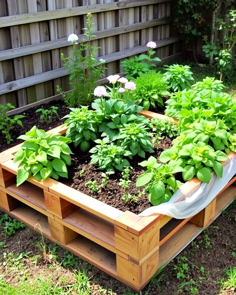 pallet garden bed for landscaping - 40 Pallet Furniture Ideas