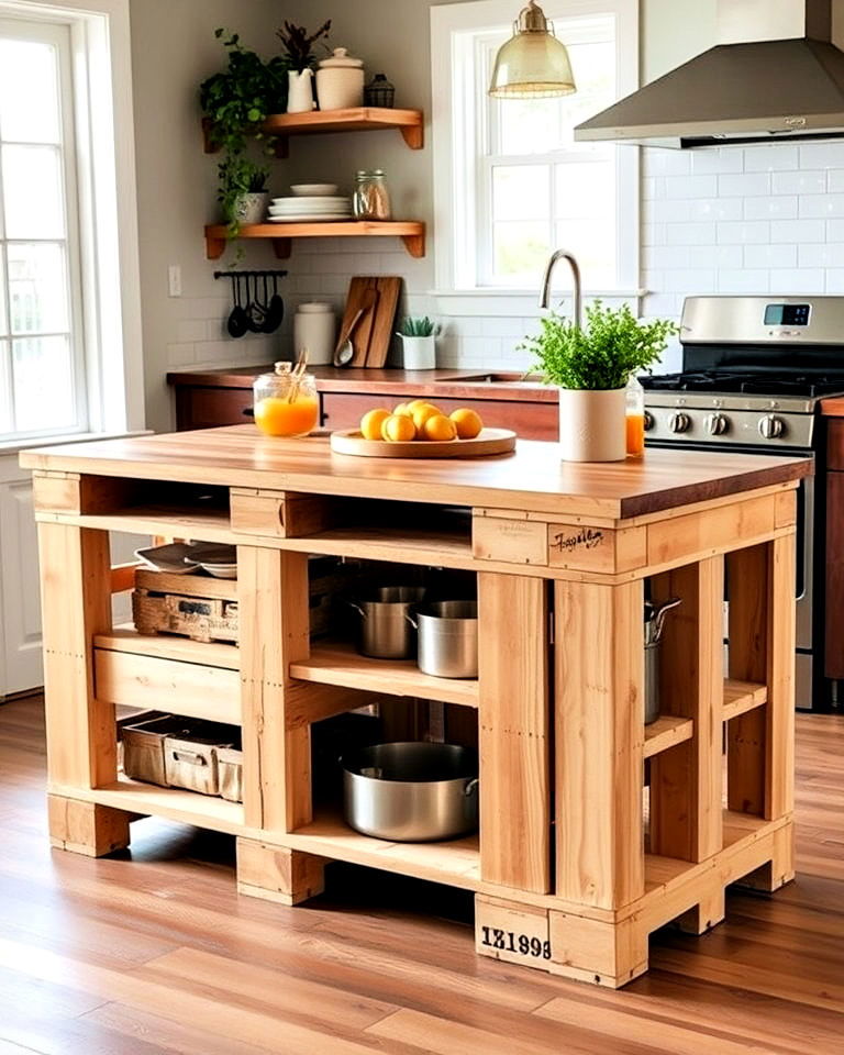 pallet kitchen island for extra workspace - 40 Pallet Furniture Ideas