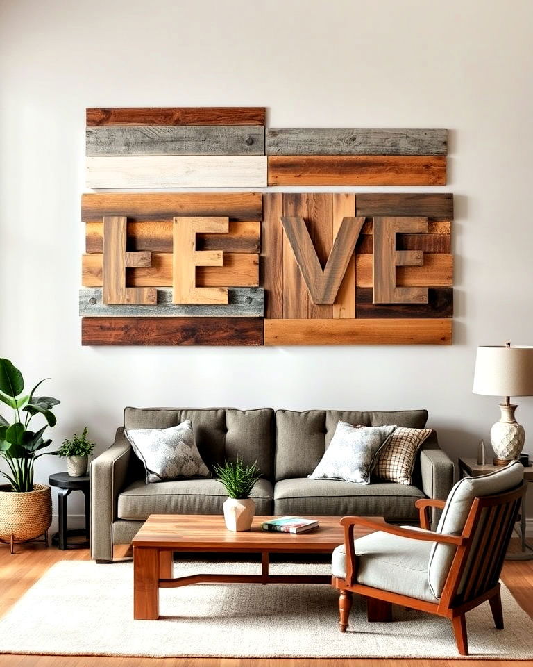 pallet wall art to add personalized touch - 40 Pallet Furniture Ideas