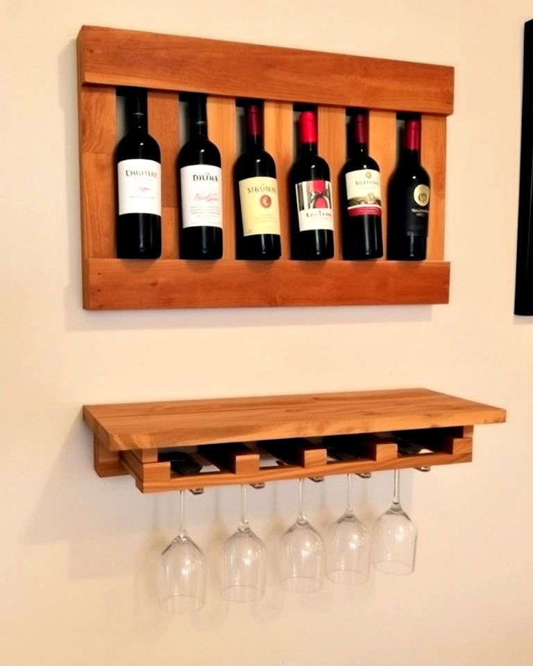 pallet wine rack and attached glass holder - 40 Pallet Furniture Ideas