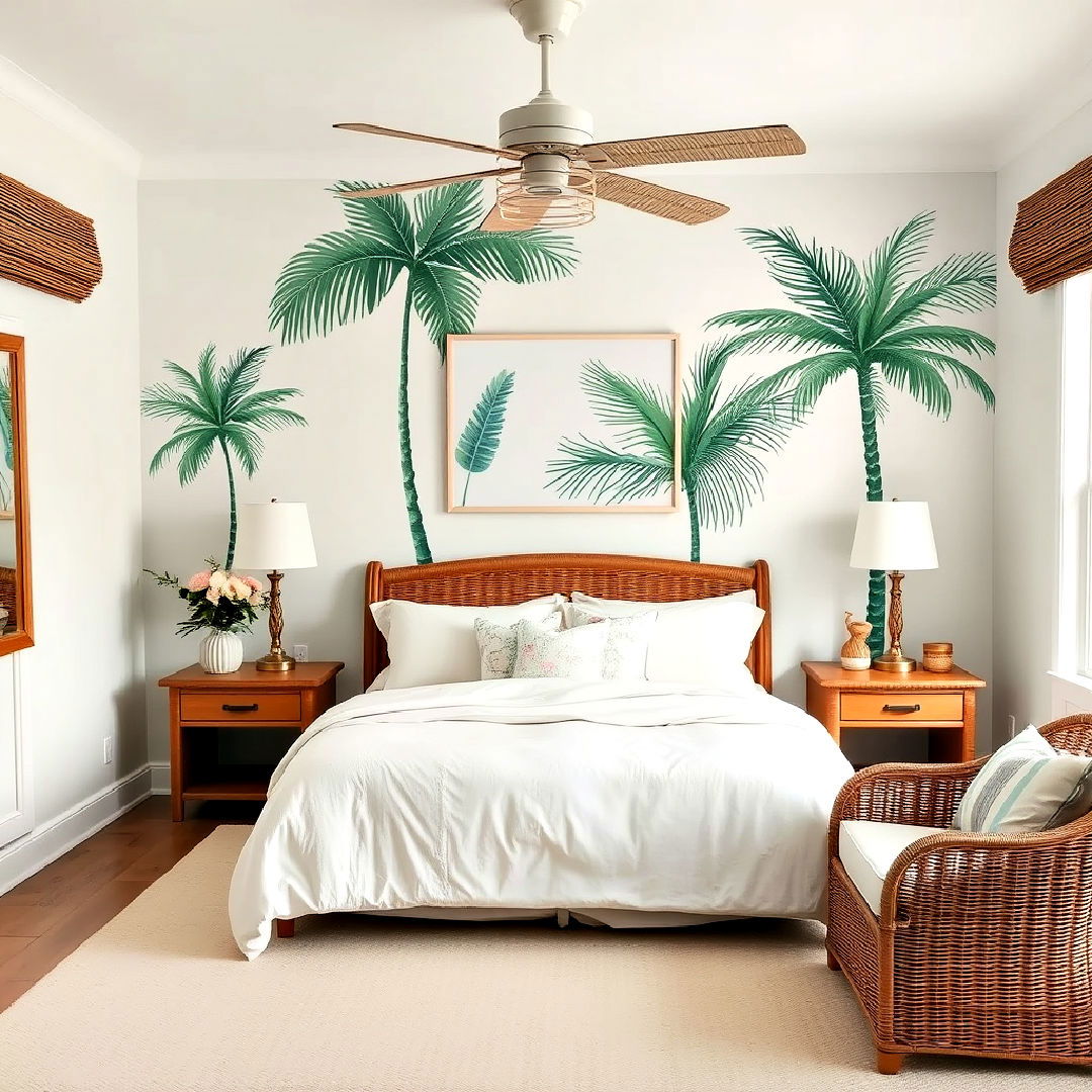 palm tree accents for ocean themed bedroom - 40 Ocean-themed Bedroom Ideas