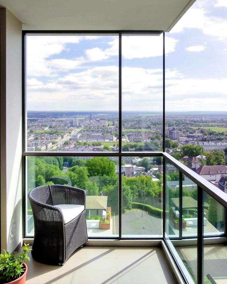 panoramic frameless corner glass - 25 Glass Balcony Design Ideas