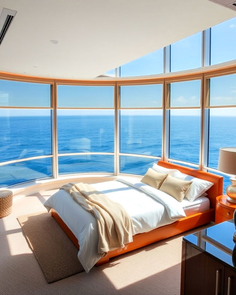 panoramic windows to showcase seascape - 20 Yacht Bedroom Ideas