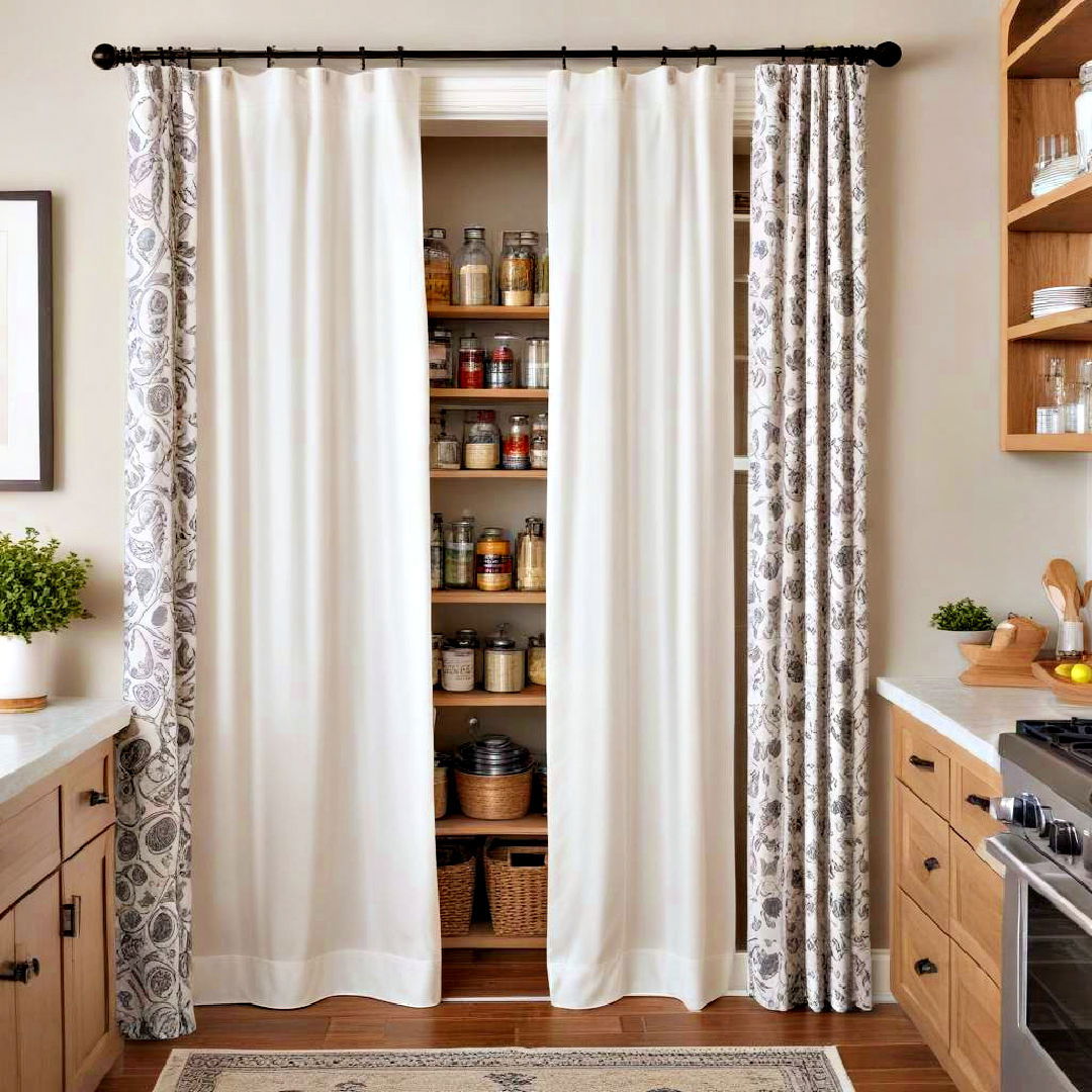 pantry curtains - 40 Galley Kitchen Ideas