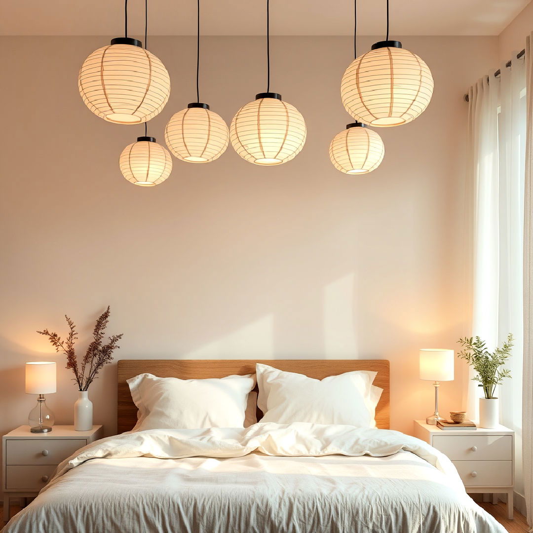 paper lanterns for a soft glow - 40 Bedroom Lighting Ideas