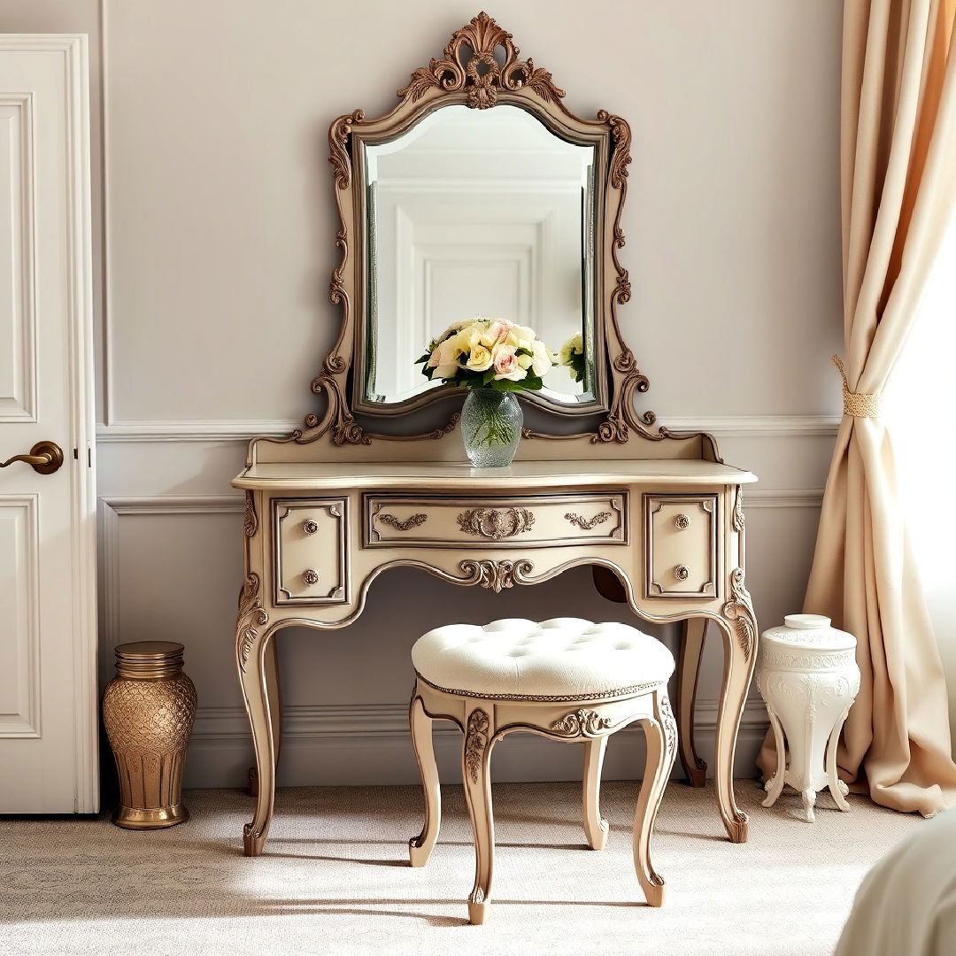 parisian inspired vanity for french bedroom decor - 25 French Bedroom Decor Ideas