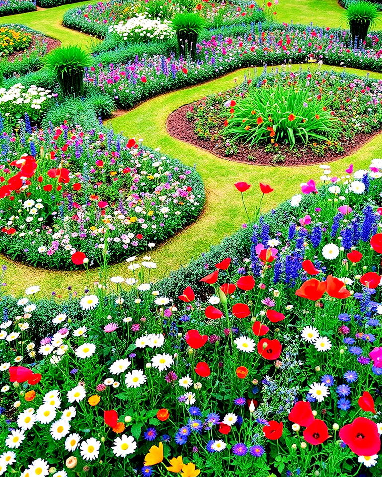 parterre garden with charming wildflowers - 25 Parterre Garden Ideas