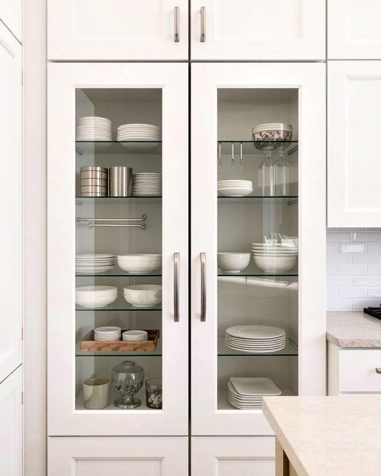 partial glass inset panels design - 20 Modern Style Glass Kitchen Cabinets
