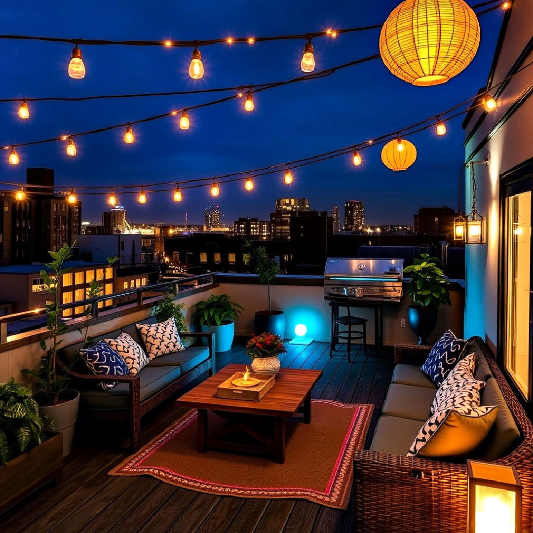 party lighting for rooftop deck - 40 Rooftop Deck Ideas