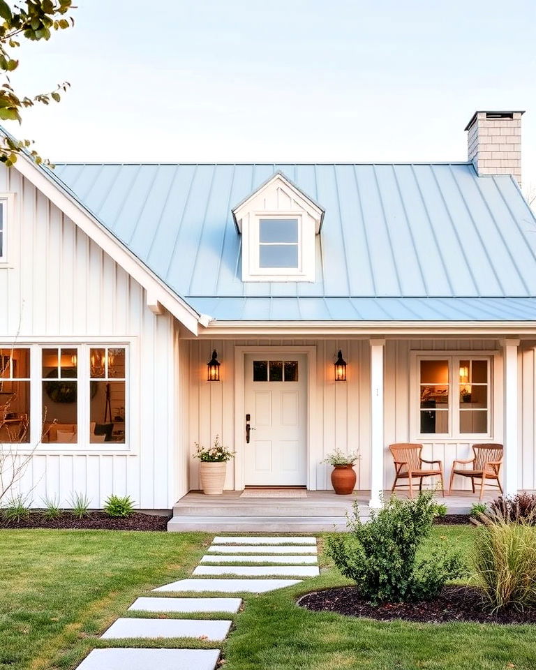pastel blue roof for scandinavian style home - 25 Houses With Blue Metal Roofs