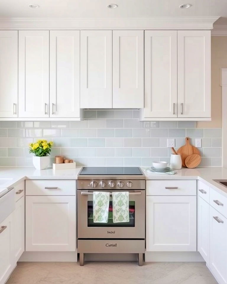 pastel tiles backsplash for white cabinets - 40 Kitchen Backsplash Ideas for White Cabinets