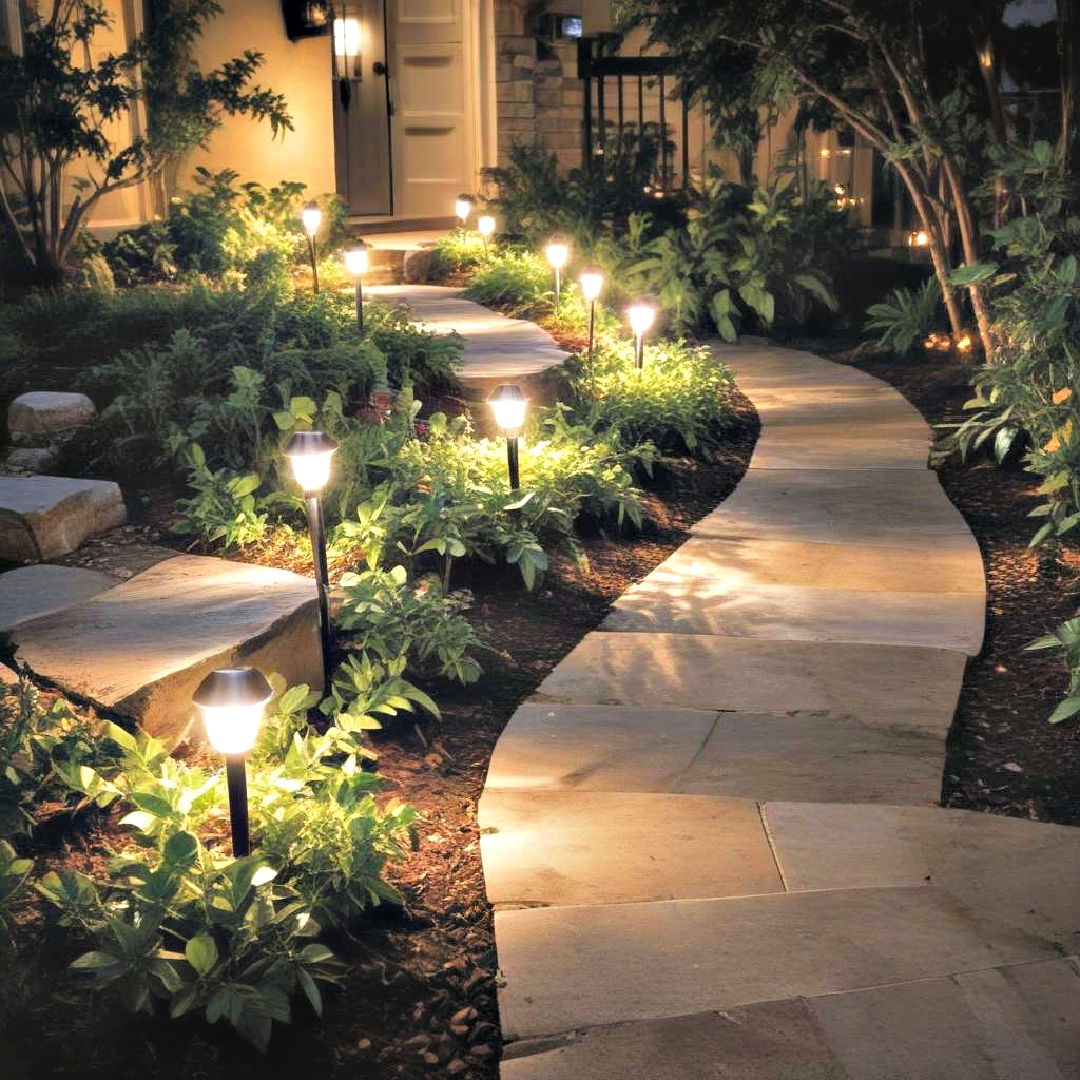 pathway lighting to enhance the beauty of front yard yard - 40 Front Yard Landscaping Ideas