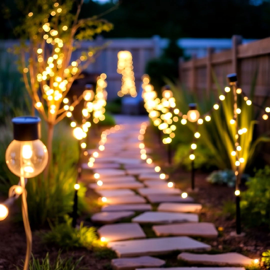 pathway string lighting for patio - 40 Patio String Light Ideas