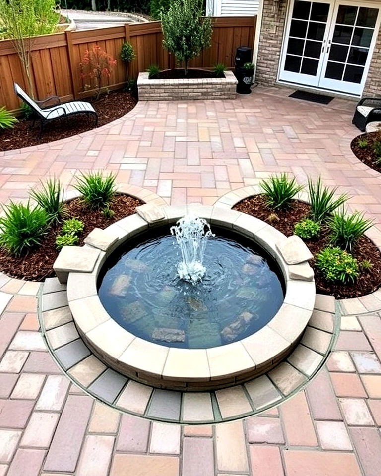 patio around small water feature - 40 Paver Patio Ideas