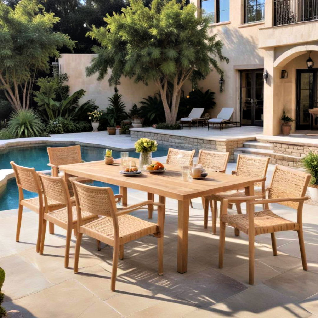 patio dining set for pool furniture - 20 Pool Furniture Ideas