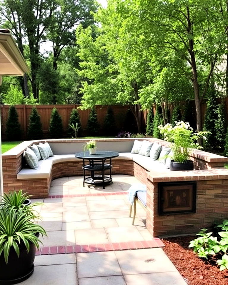patio half wall with built in seating - 30 Half Wall Ideas