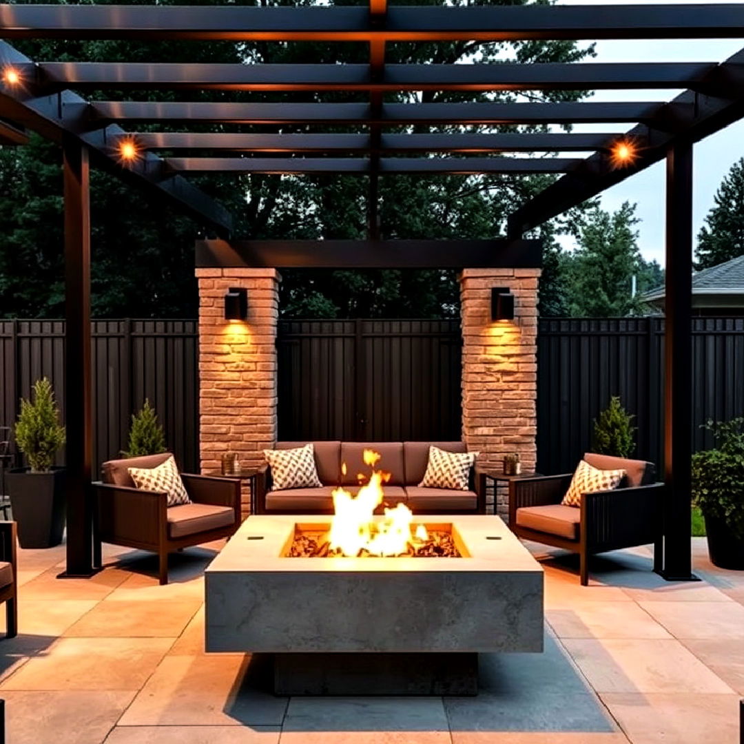 patio pergola with a fire pit - 40 Patio With a Pergola Ideas