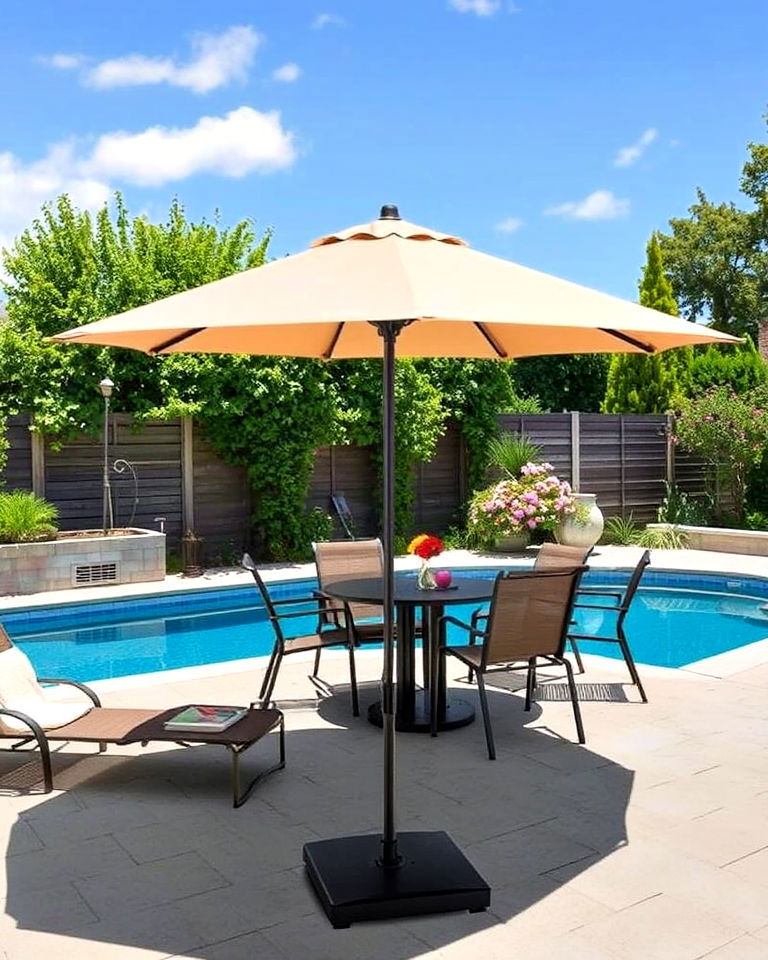 patio umbrella with weighted base - 20 Garden Shade Ideas