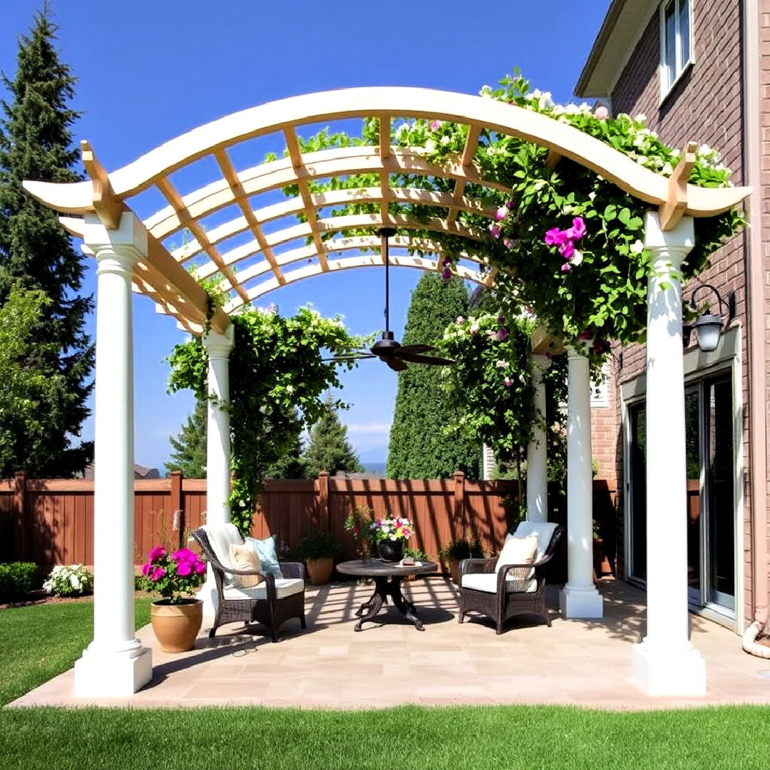patio with arched pergola - 40 Patio With a Pergola Ideas