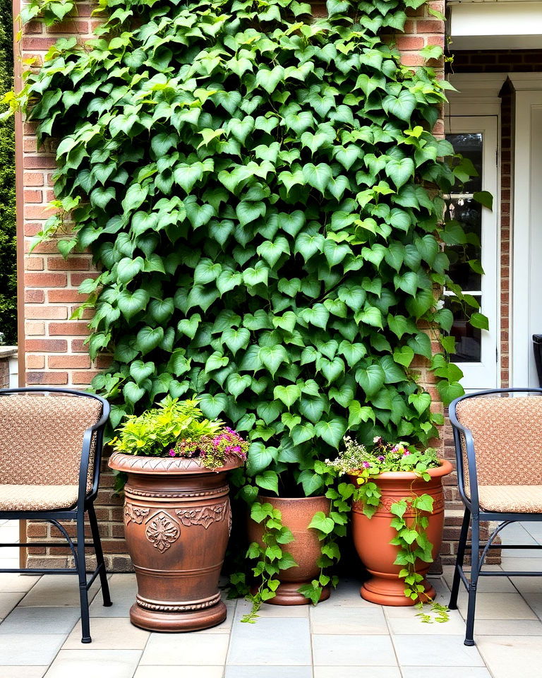 patio with climbing ivy - 30 Outdoor Plants for Patio