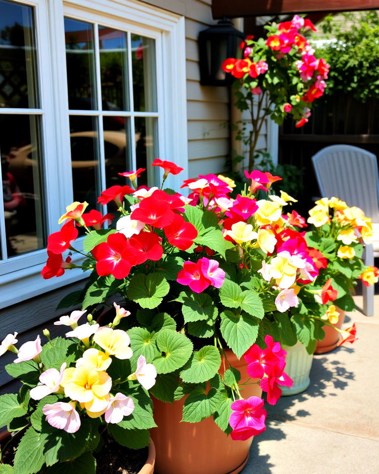 patio with geraniums plants - 30 Outdoor Plants for Patio