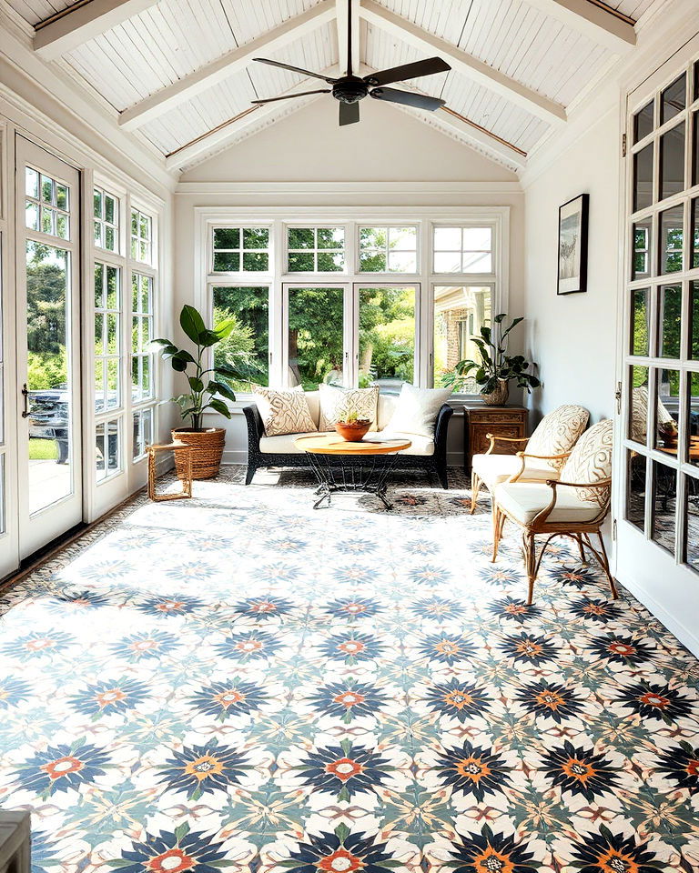 patterned ceramic tiles for sunroom floor - 15 Sunroom Tile Floor Ideas