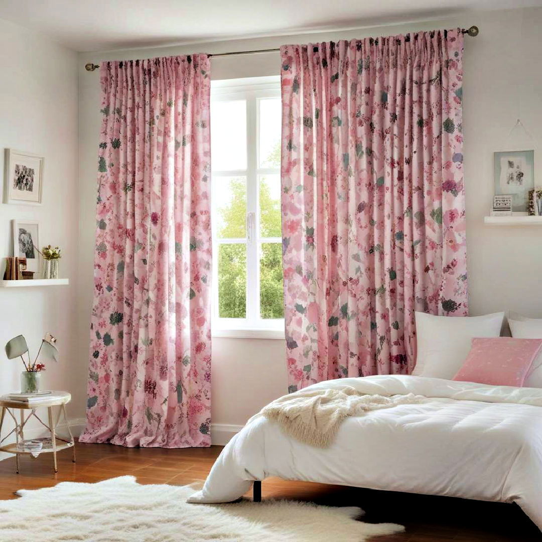 patterned curtains add flair to a bedroom - 40 Teenage Girl Bedroom Ideas