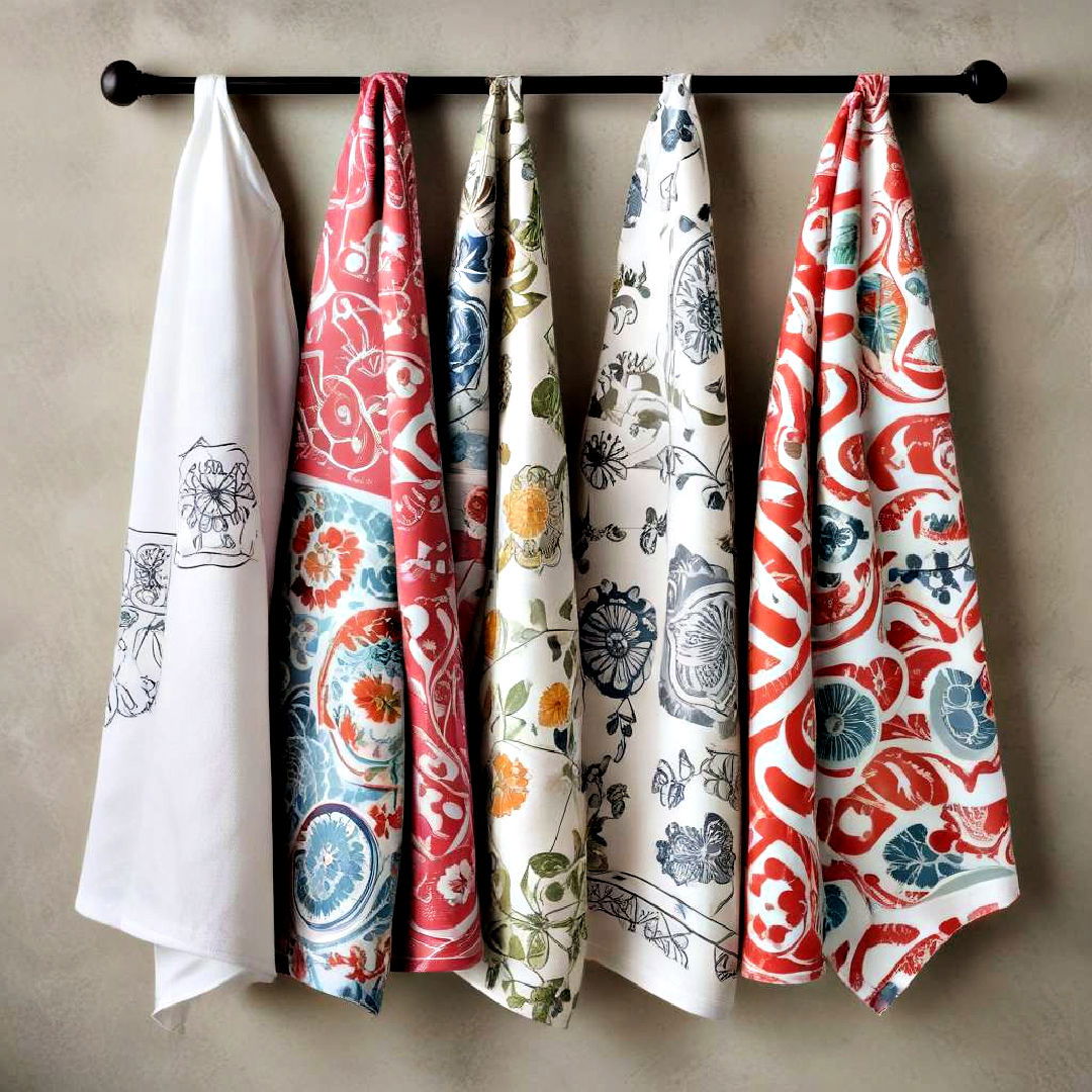 patterned tea towels for kitchen decor - 40 Kitchen Decor Ideas